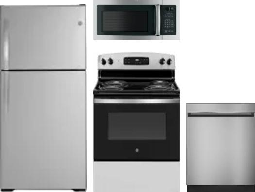 4 Piece Package Includes Refrigerator, Range, Microwave And Dishwasher