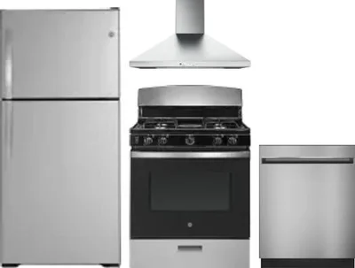 4 Piece Package Includes Refrigerator, Range, Hood And Dishwasher
