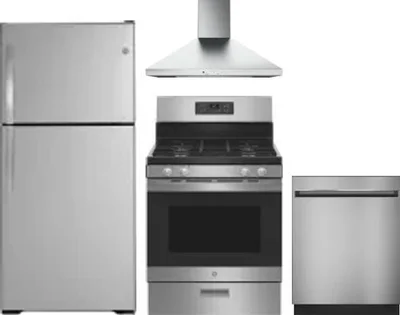 4 Piece Package Includes Refrigerator, Range, Hood And Dishwasher