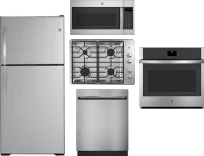 5 Piece Package Includes Refrigerator, Cooktop, Wall Oven, Microwave And Dishwasher