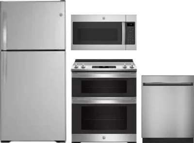 4 Piece Package Includes Refrigerator, Range, Microwave And Dishwasher