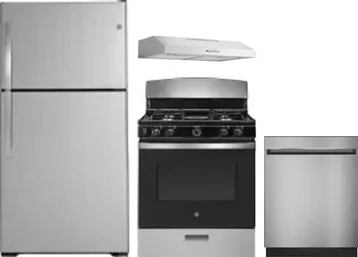 4 Piece Package Includes Refrigerator, Range, Hood And Dishwasher