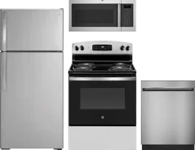 4 Piece Package Includes Refrigerator, Range, Microwave And Dishwasher