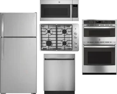 5 Piece Package Includes Refrigerator, Cooktop, Wall Oven, Microwave And Dishwasher