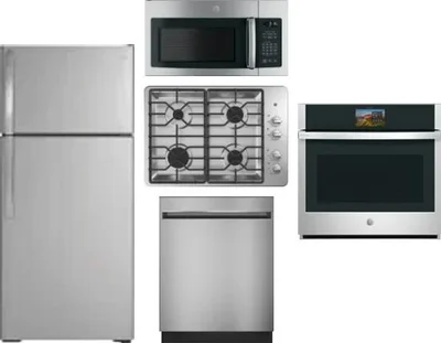 5 Piece Package Includes Refrigerator, Cooktop, Wall Oven, Microwave And Dishwasher