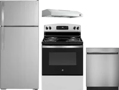 4 Piece Package Includes Refrigerator, Range, Hood And Dishwasher