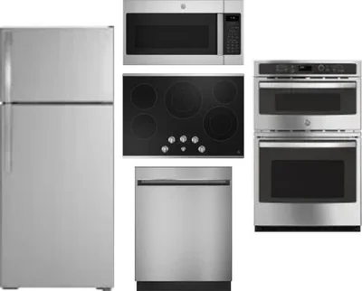 5 Piece Package Includes Refrigerator, Cooktop, Wall Oven, Microwave And Dishwasher