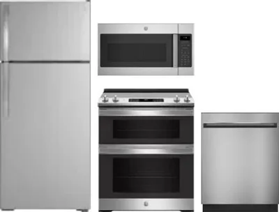 4 Piece Package Includes Refrigerator, Range, Microwave And Dishwasher