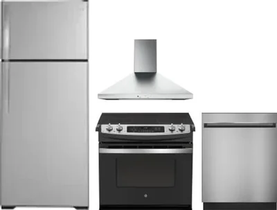 4 Piece Package Includes Refrigerator, Range, Hood And Dishwasher