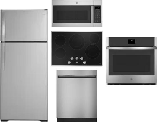 5 Piece Package Includes Refrigerator, Cooktop, Wall Oven, Microwave And Dishwasher