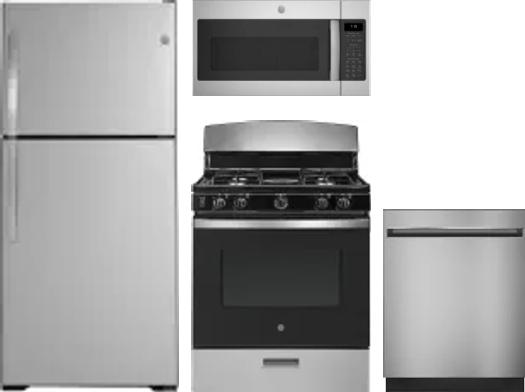 4 Piece Package Includes Refrigerator, Range, Microwave And Dishwasher