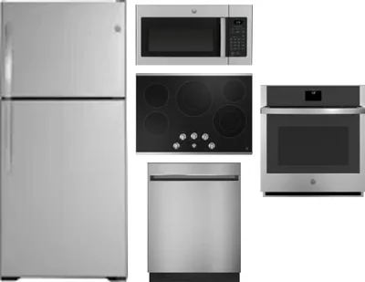 5 Piece Package Includes Refrigerator, Cooktop, Wall Oven, Microwave And Dishwasher