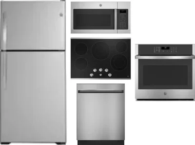 5 Piece Package Includes Refrigerator, Cooktop, Wall Oven, Microwave And Dishwasher