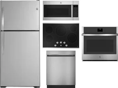5 Piece Package Includes Refrigerator, Cooktop, Wall Oven, Microwave And Dishwasher