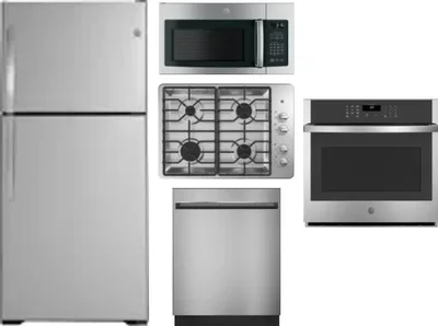 5 Piece Package Includes Refrigerator, Cooktop, Wall Oven, Microwave And Dishwasher