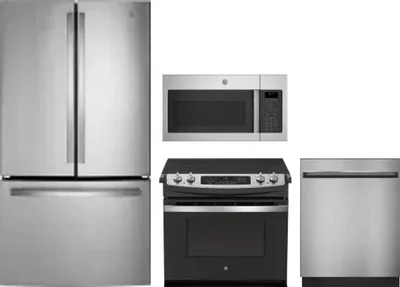 4 Piece Package Includes Refrigerator, Range, Microwave And Dishwasher