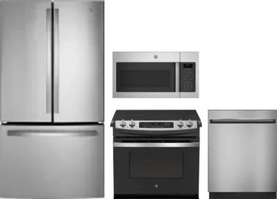 4 Piece Package Includes Refrigerator, Range, Microwave And Dishwasher