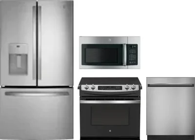 4 Piece Package Includes Refrigerator, Range, Microwave And Dishwasher