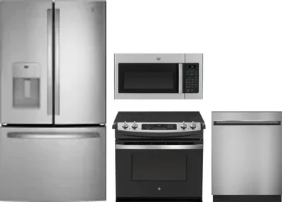 4 Piece Package Includes Refrigerator, Range, Microwave And Dishwasher