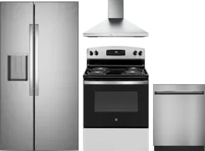 4 Piece Package Includes Refrigerator, Range, Hood And Dishwasher