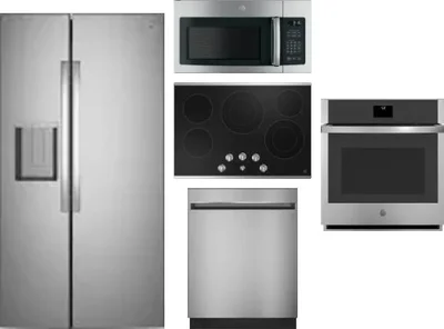 5 Piece Package Includes Refrigerator, Cooktop, Wall Oven, Microwave And Dishwasher