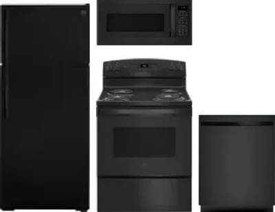4 Piece Package Includes Refrigerator, Range, Microwave And Dishwasher
