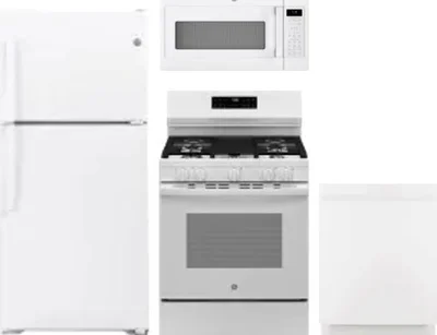 4 Piece Package Includes Refrigerator, Range, Microwave And Dishwasher