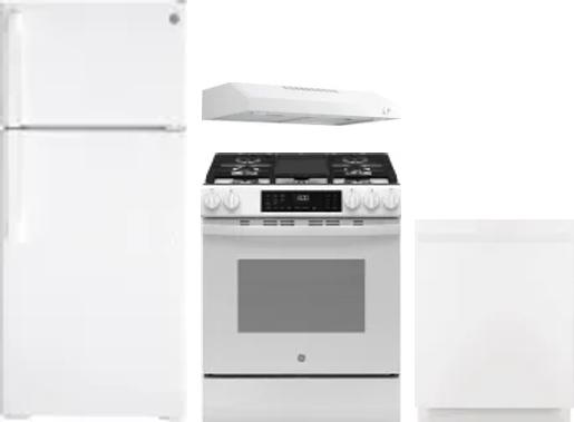 4 Piece Package Includes Refrigerator, Range, Hood And Dishwasher
