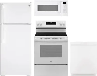 4 Piece Package Includes Refrigerator, Range, Microwave And Dishwasher
