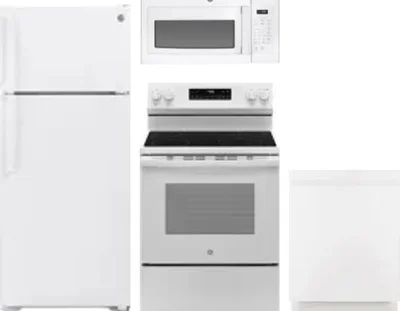 4 Piece Package Includes Refrigerator, Range, Microwave And Dishwasher