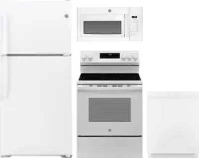 4 Piece Package Includes Refrigerator, Range, Microwave And Dishwasher