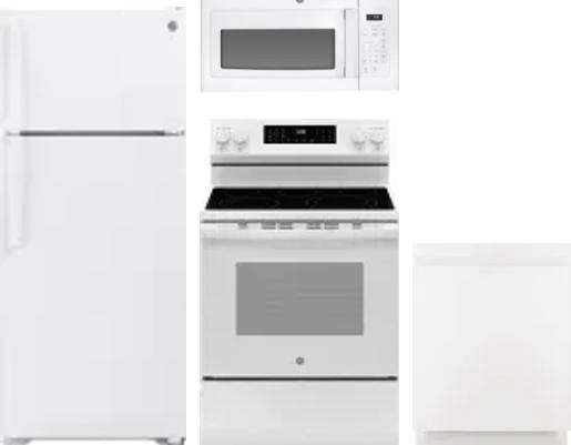 4 Piece Package Includes Refrigerator, Range, Microwave And Dishwasher
