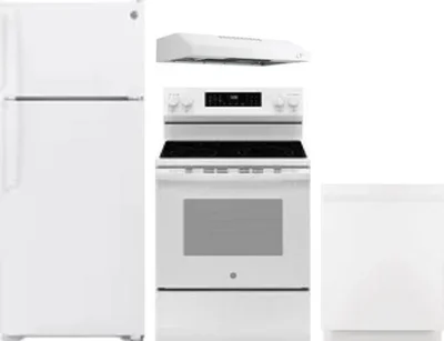 4 Piece Package Includes Refrigerator, Range, Hood And Dishwasher