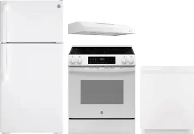 4 Piece Package Includes Refrigerator, Range, Hood And Dishwasher