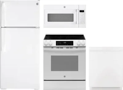 4 Piece Package Includes Refrigerator, Range, Microwave And Dishwasher
