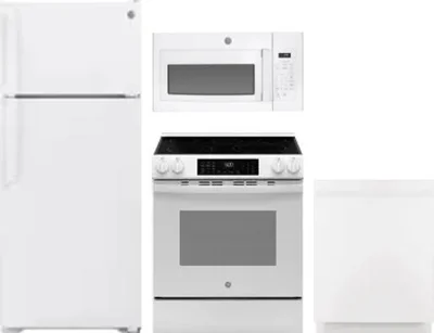 4 Piece Package Includes Refrigerator, Range, Microwave And Dishwasher