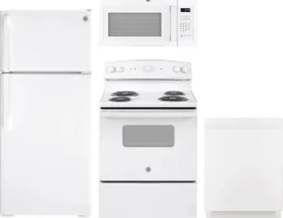 4 Piece Package Includes Refrigerator, Range, Microwave And Dishwasher