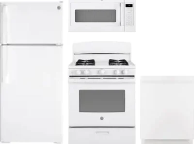 4 Piece Package Includes Refrigerator, Range, Microwave And Dishwasher