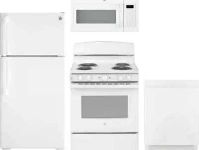 4 Piece Package Includes Refrigerator, Range, Microwave And Dishwasher