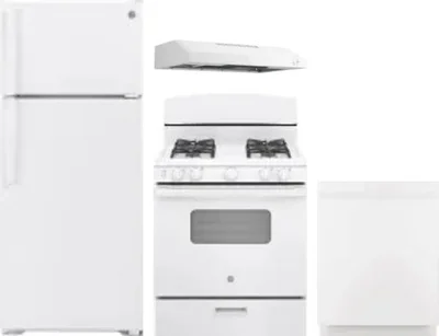 4 Piece Package Includes Refrigerator, Range, Hood And Dishwasher