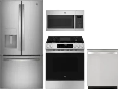 4 Piece Package Includes Refrigerator, Range, Microwave And Dishwasher