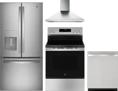 4 Piece Package Includes Refrigerator, Range, Hood And Dishwasher