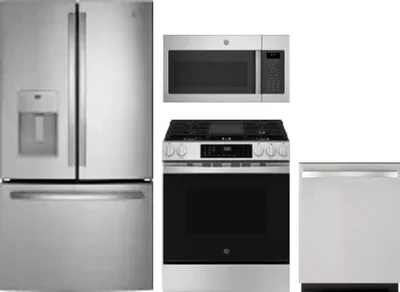 4 Piece Package Includes Refrigerator, Range, Microwave And Dishwasher