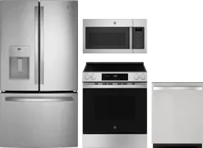 4 Piece Package Includes Refrigerator, Range, Microwave And Dishwasher