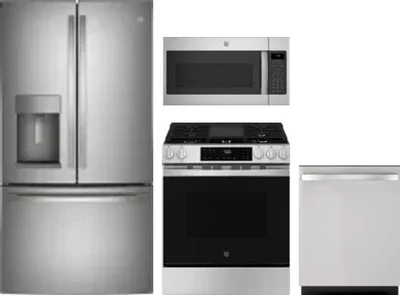 4 Piece Package Includes Refrigerator, Range, Microwave And Dishwasher