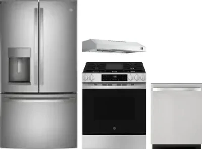 4 Piece Package Includes Refrigerator, Range, Hood And Dishwasher