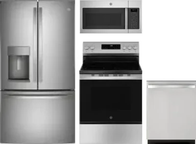 4 Piece Package Includes Refrigerator, Range, Microwave And Dishwasher