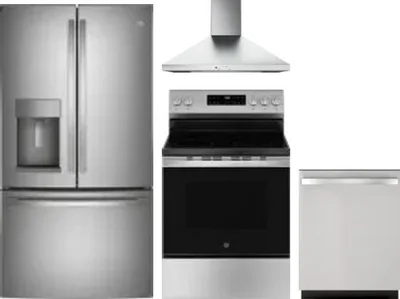4 Piece Package Includes Refrigerator, Range, Hood And Dishwasher