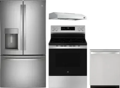 4 Piece Package Includes Refrigerator, Range, Hood And Dishwasher