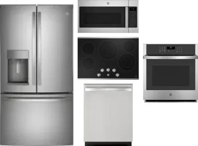 5 Piece Package Includes Refrigerator, Cooktop, Wall Oven, Microwave And Dishwasher